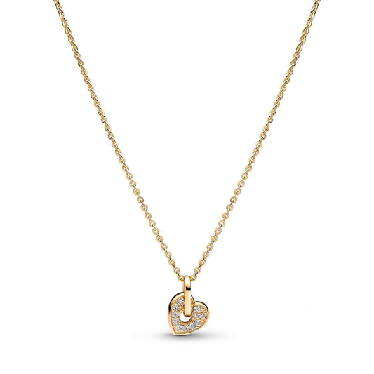Pandora Talisman 14k Gold Lab-grown Diamond Pavé Heart Pendant Necklace