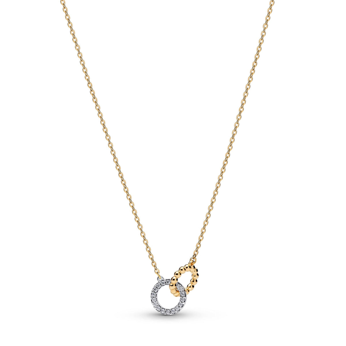 Pandora Beads & Pavé Interlocking Circles Necklace