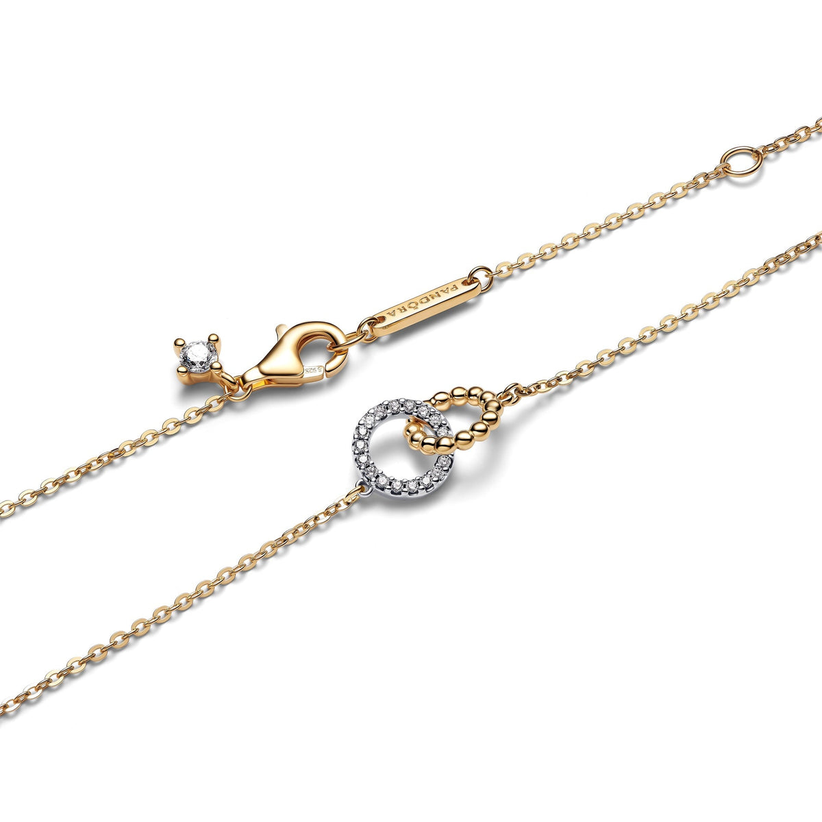 Pandora Beads & Pavé Interlocking Circles Necklace