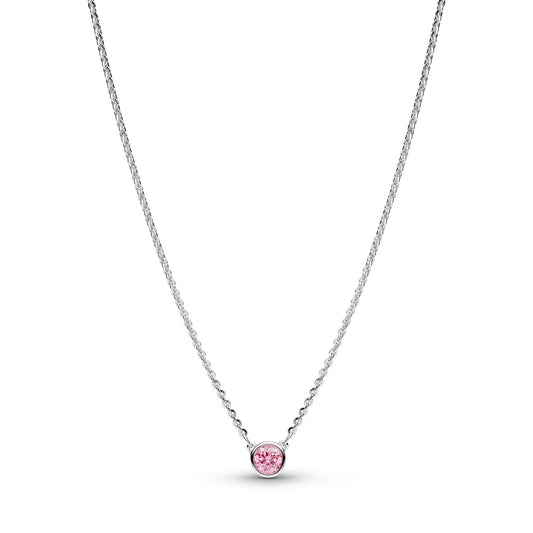 Pandora Era Bezel Sterling Silver Pink Lab-grown Diamond Pendant Necklace