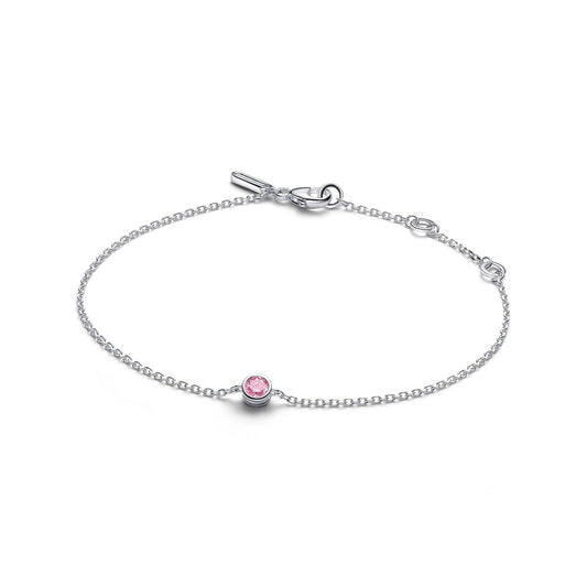 Pandora Era Bezel Sterling Silver Pink Lab-grown Diamond Chain Bracelet