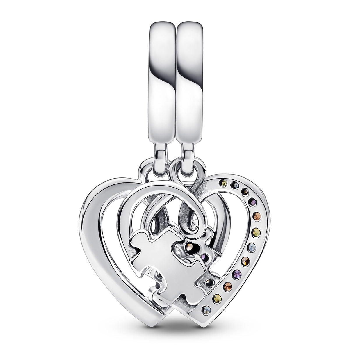 Pandora Puzzle Piece Hearts Splittable Friendship Dangle Charm