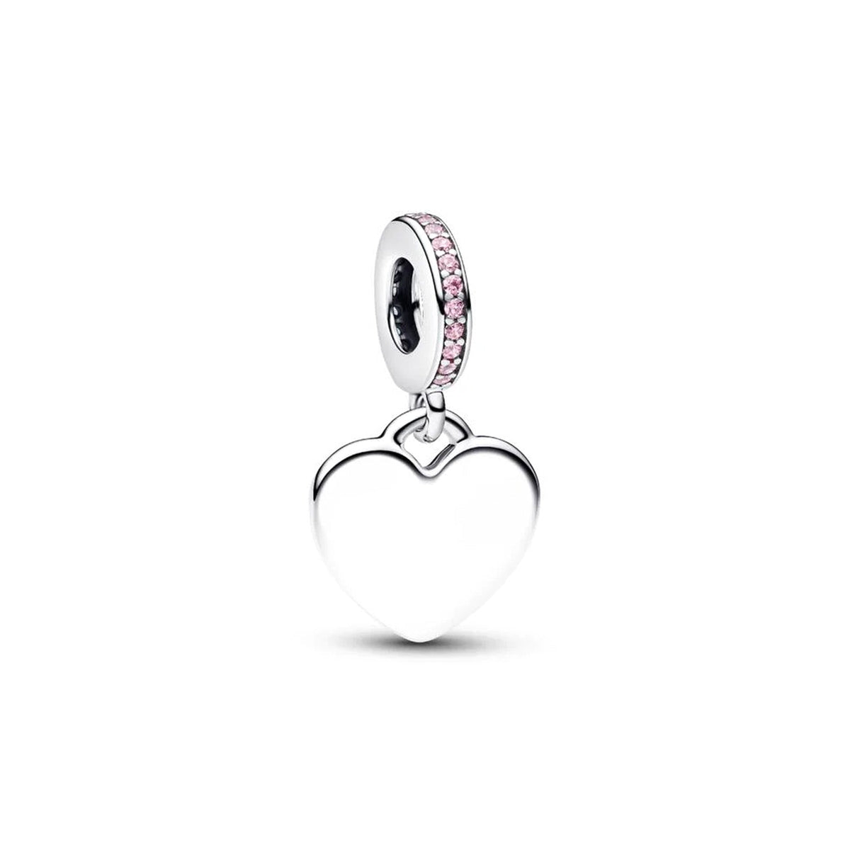 Pandora Engravable Heart Pink Stone Dangle Charm