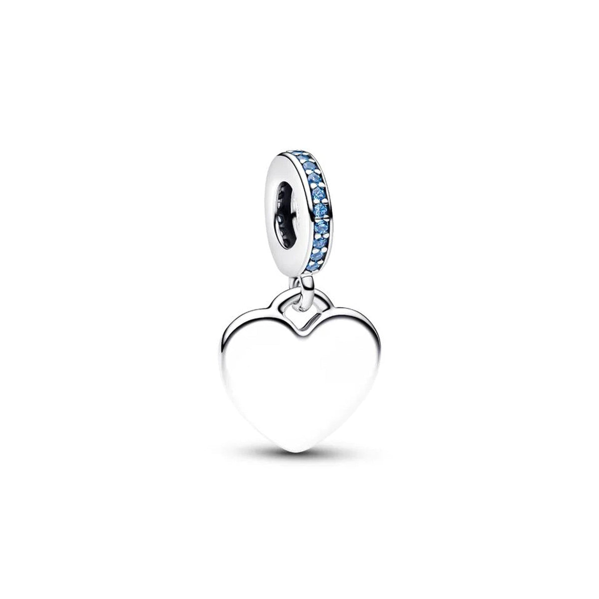 Pandora Engravable Heart Blue Stone Dangle Charm