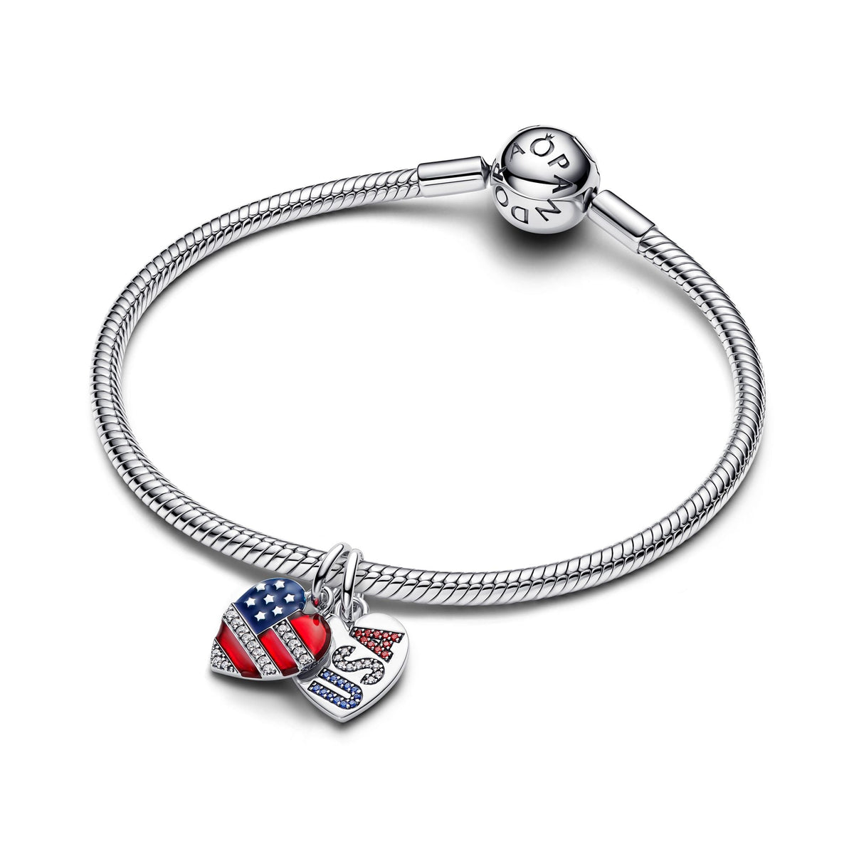 Pandora Engravable USA Hearts Splittable Dangle