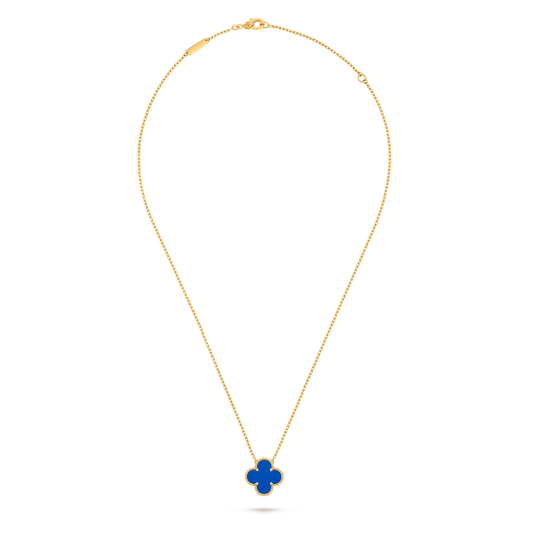 Van Cleef & Arpels Vintage Alhambra Collection Blue Agate Four-Leaf Clover Necklace