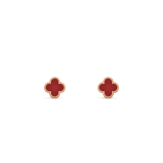 Van Cleef & Arpels Sweet Alhambra Collection Carnelian Four-Leaf Clover Earrings