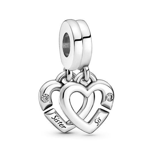 Pandora Linked Sister Hearts Split Dangle Charm