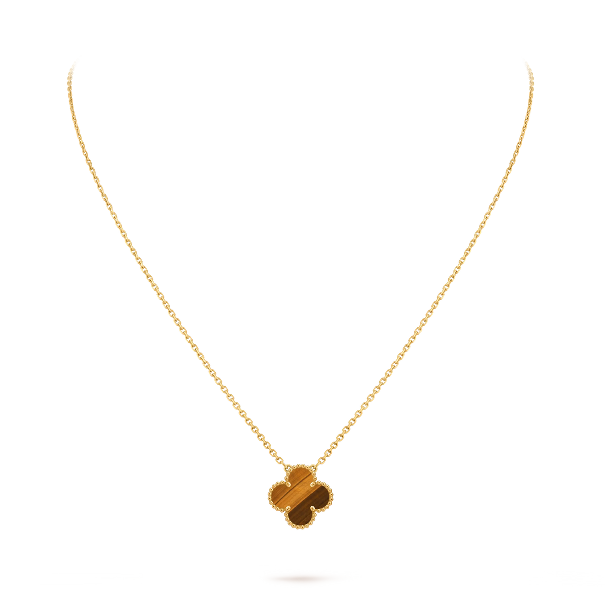 Van Cleef & Arpels Vintage Alhambra collection tiger's eye four-leaf clover necklace