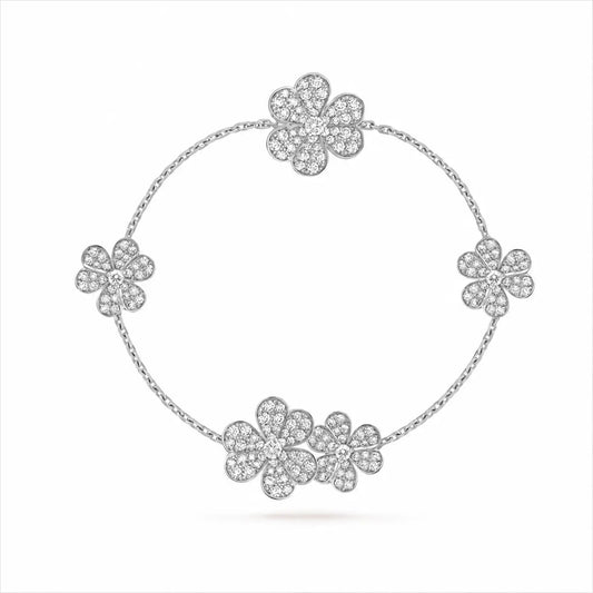 Van Cleef & Arpels Frivole collection full diamond five-petal bracelet,