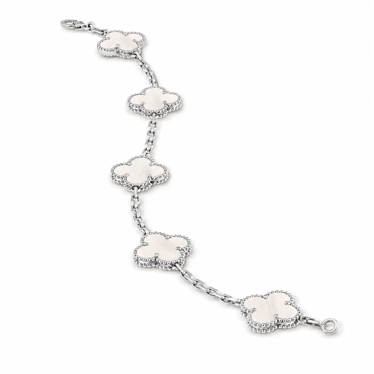Van Cleef & Arpels Vintage Alhambra 5-motif bracelet in white mother-of-pearl