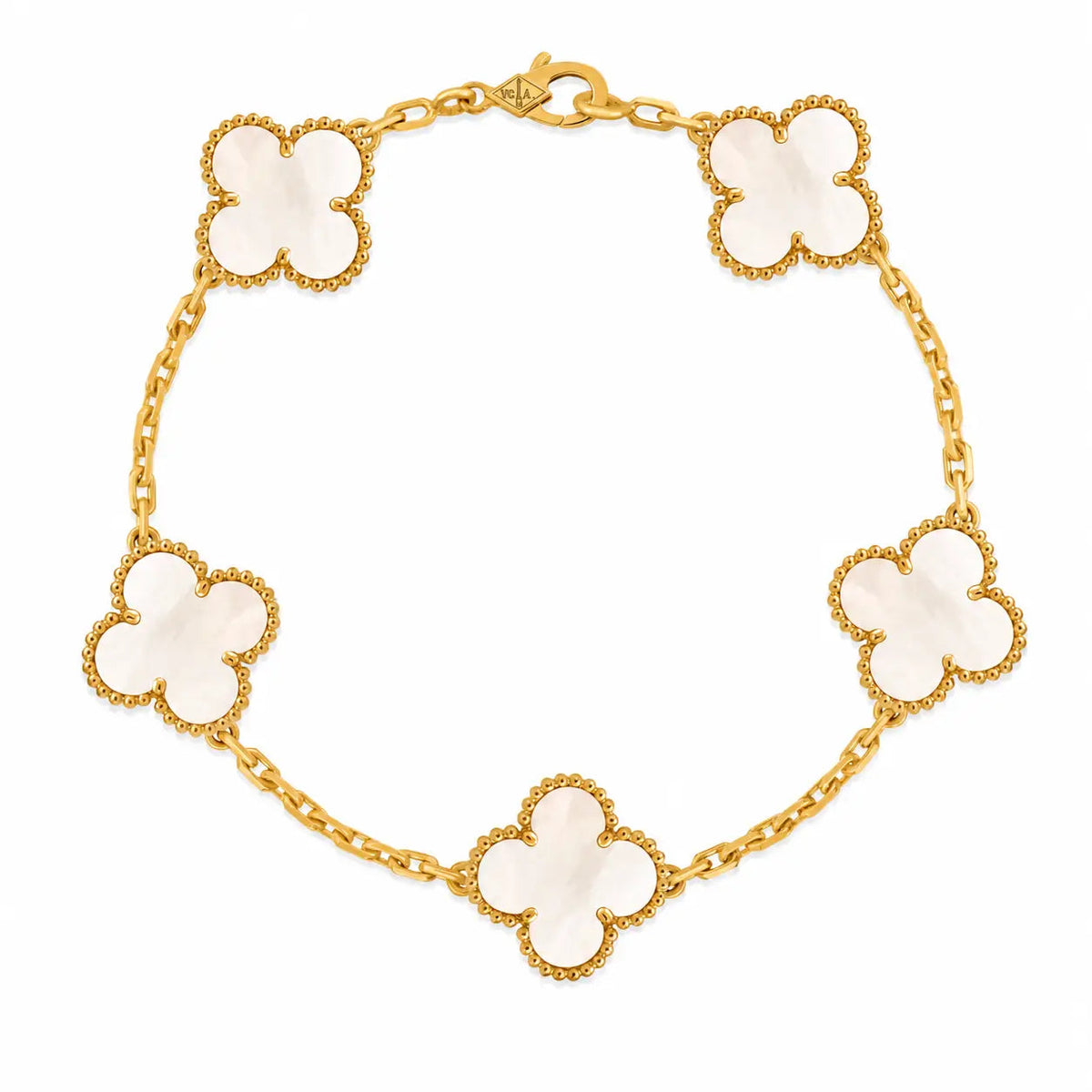 Van Cleef & Arpels Vintage Alhambra 5-motif bracelet in white mother-of-pearl
