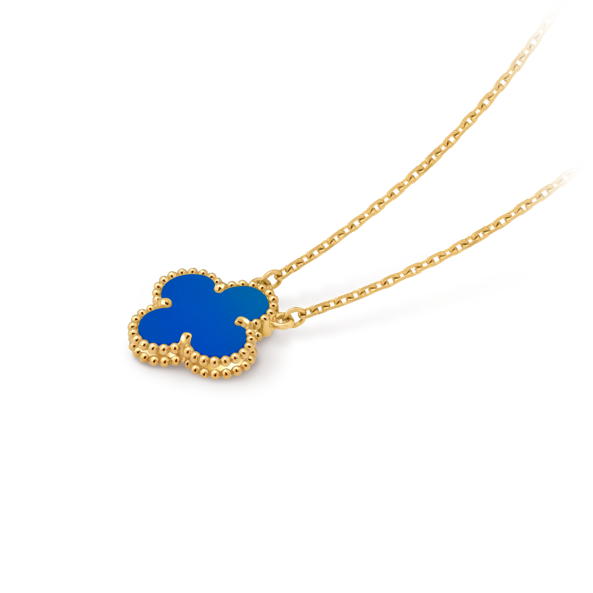 Van Cleef & Arpels Vintage Alhambra Collection Blue Agate Four-Leaf Clover Necklace
