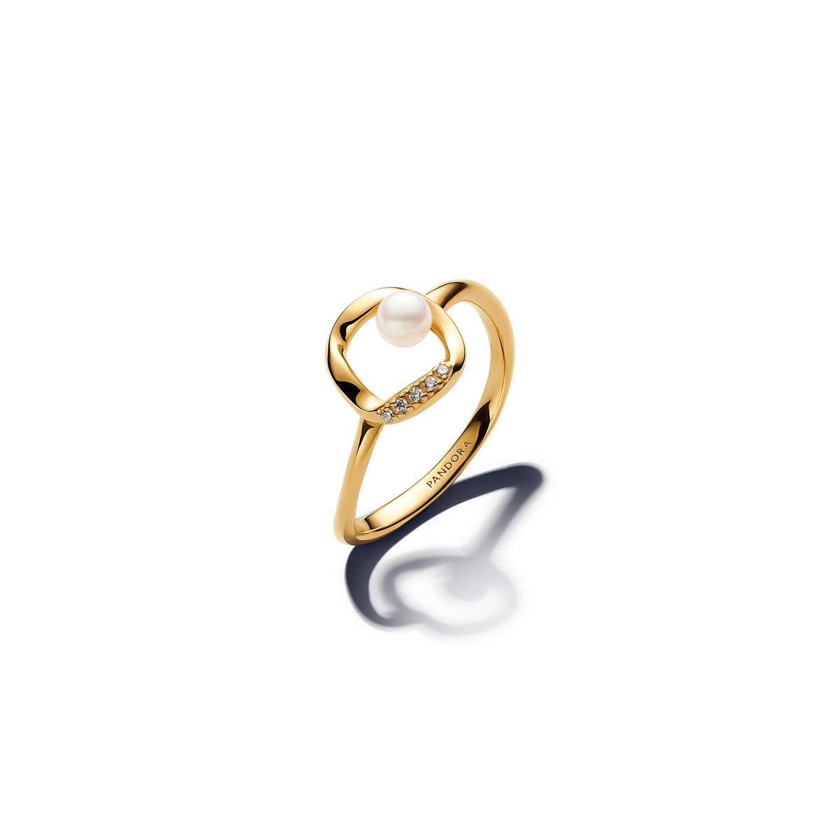 Pandora Organically Shaped Pavé Circle & Treated Freshwater Cultured Pearl Ring
