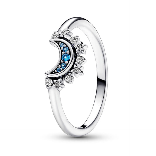 Celestial Blue Sparkling Moon Ring