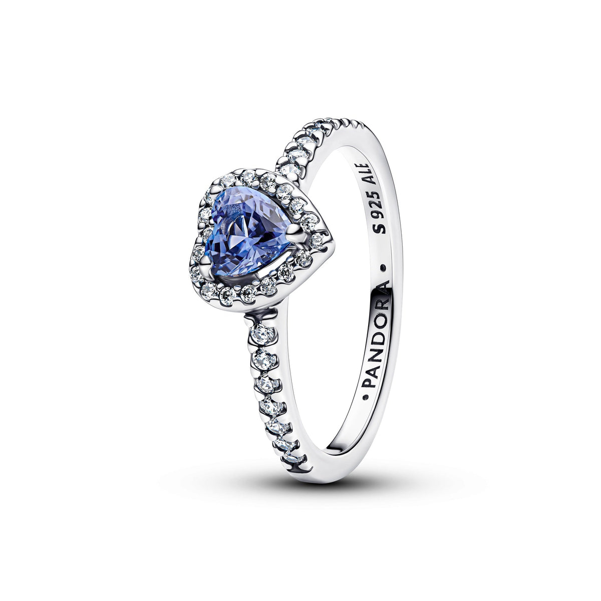 Pandora Sparkling Elevated Blue Heart Ring