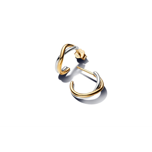 Pandora Organically Shaped Two-tone Open Hoop Earrings