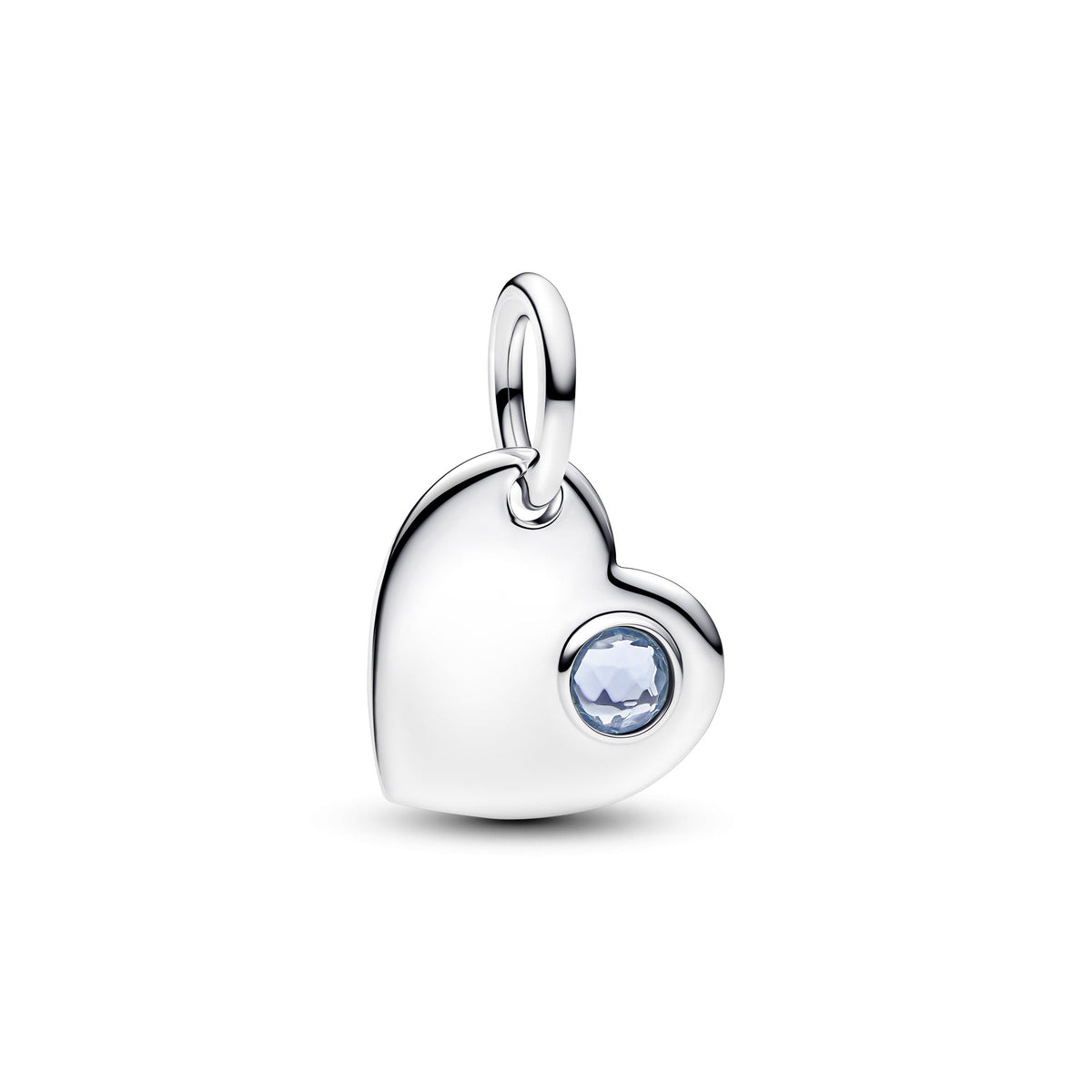 Pandora March Engravable Heart Aqua Blue Stone Dangle Charm