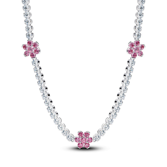 Pandora Pink Flower Tennis Necklace