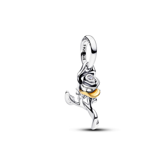 Pandora Disney Belle Enchanted Rose Lab-grown Diamond Dangle Charm