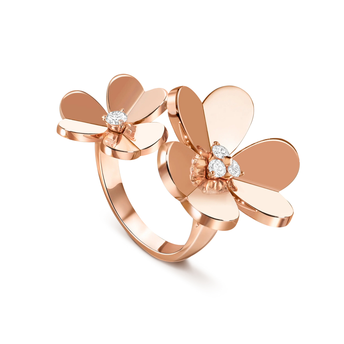 Van Cleef & Arpels Frivole Collection Double Flower Diamond Open Ring