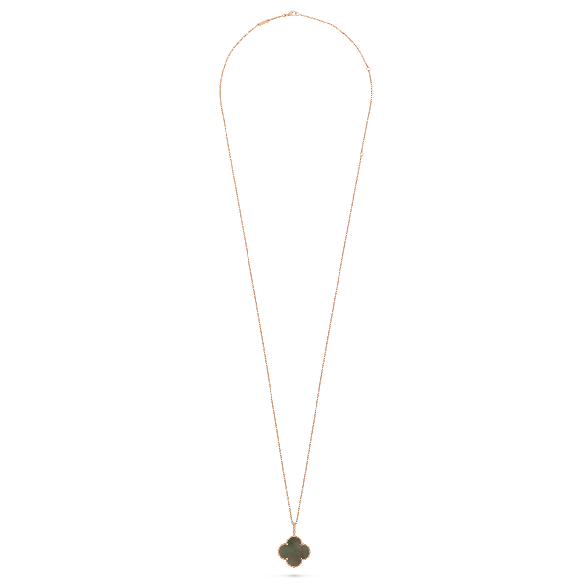 Van Cleef & Arpels Alhambra Four-Leaf Clover Collection Grey Mother-of-Pearl Necklace