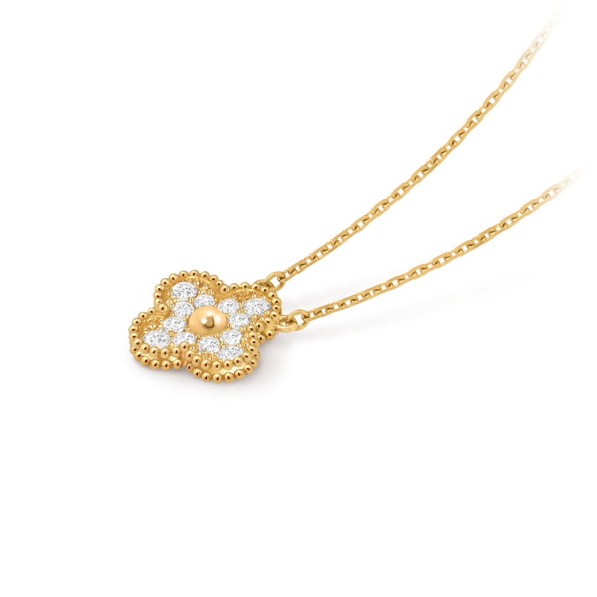 Van Cleef & Arpels Vintage Alhambra collection full diamond four-leaf clover necklace