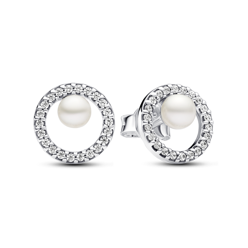 Treated Freshwater Cultured Pearl & Pavé Halo Stud Earrings