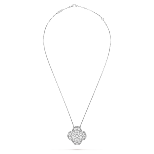 Van Cleef & Arpels Magic Alhambra Collection Full Diamond Four-Leaf Clover Necklace