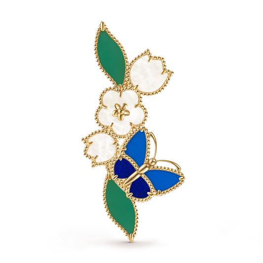 Van Cleef & Arpels Lucky Spring collection butterfly and flower brooch