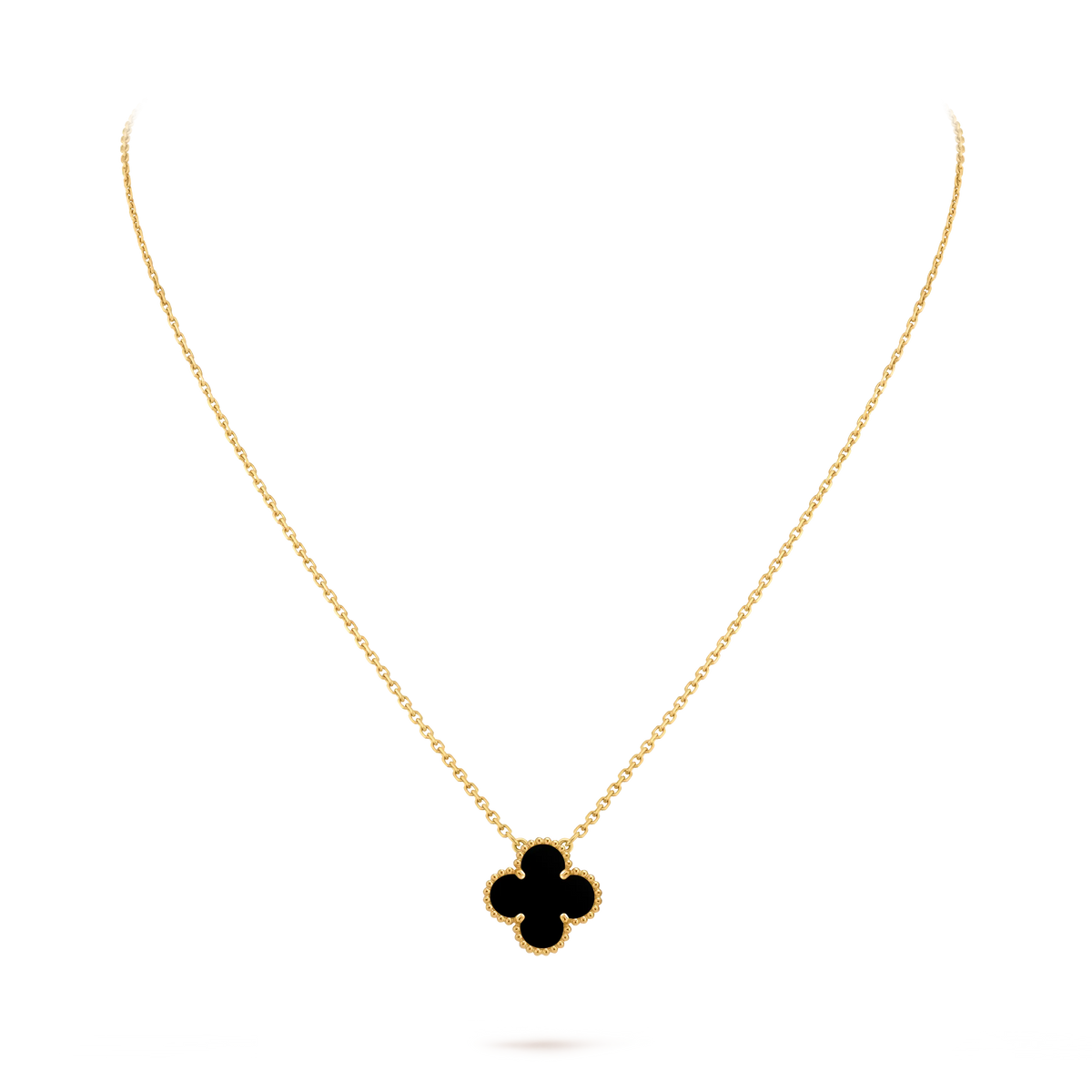 Van Cleef & Arpels Vintage Alhambra Medium Four-Leaf Clover Necklace in Black Onyx