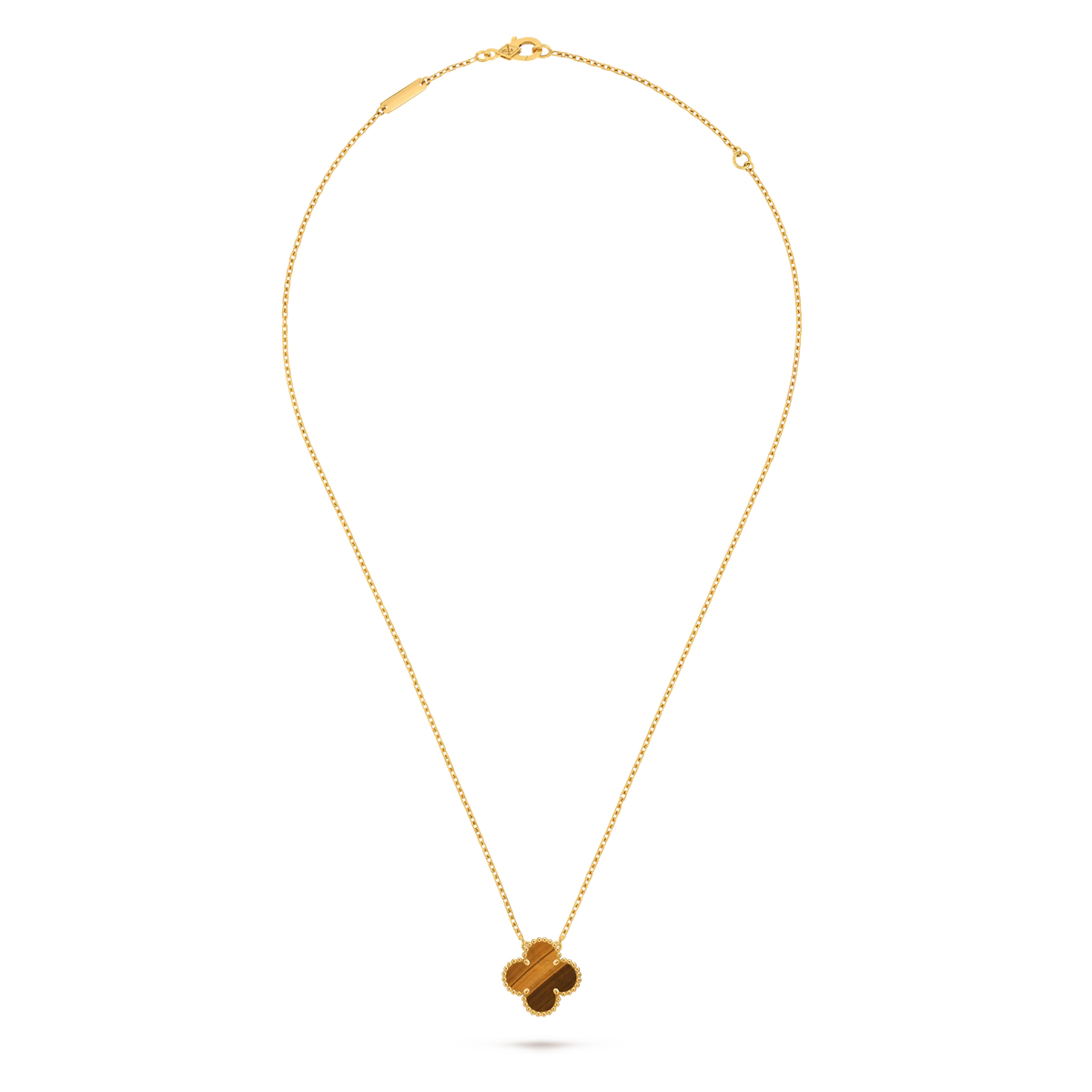 Van Cleef & Arpels Vintage Alhambra collection tiger's eye four-leaf clover necklace
