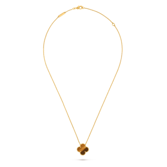 Van Cleef & Arpels Vintage Alhambra collection tiger's eye four-leaf clover necklace