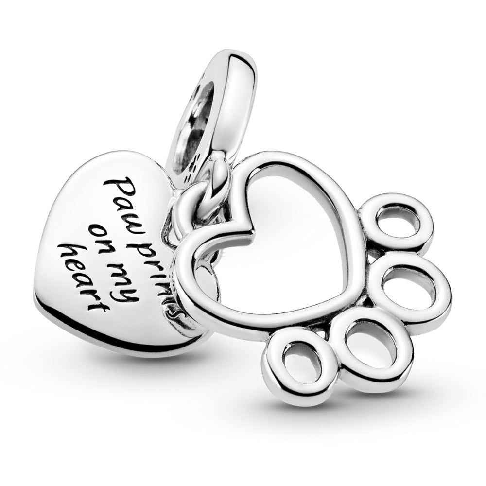 Pandora Hearts & Paw Print Dangle Charm