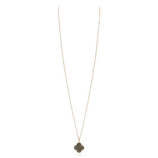 Van Cleef & Arpels Alhambra Four-Leaf Clover Collection Grey Mother-of-Pearl Necklace