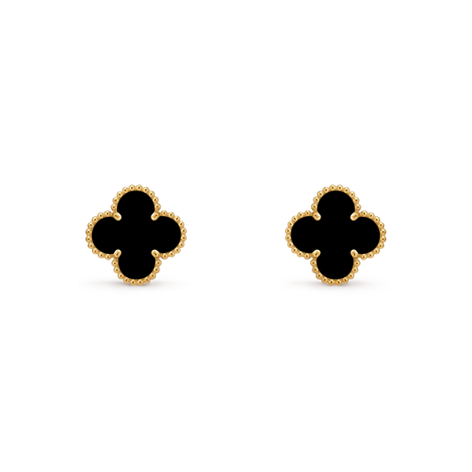 Van Cleef & Arpels Vintage Alhambra Collection Onyx Four-Leaf Clover Earrings