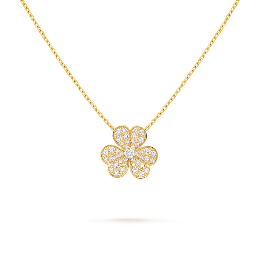 Van Cleef & Arpels Frivole Collection Clover Full Diamond Necklace
