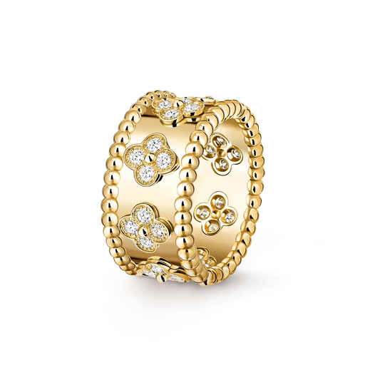 Van Cleef & Arpels Perlée Clovers collection wide four-leaf clover ring