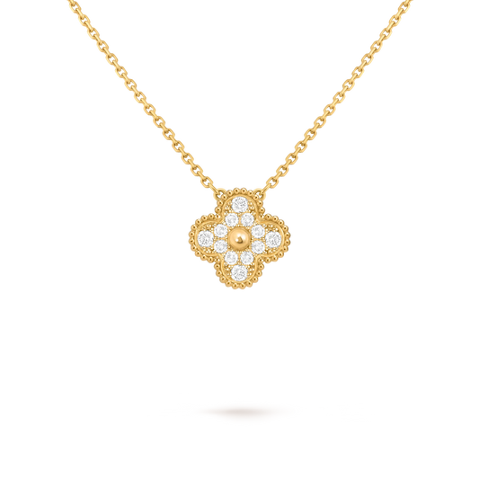 Van Cleef & Arpels Vintage Alhambra collection full diamond four-leaf clover necklace