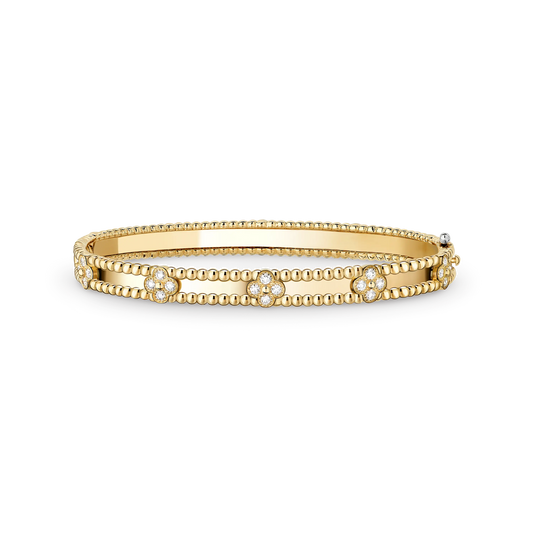 Van Cleef & Arpels Perlée Collection Four-Leaf Clover Bangle with Beaded Edge