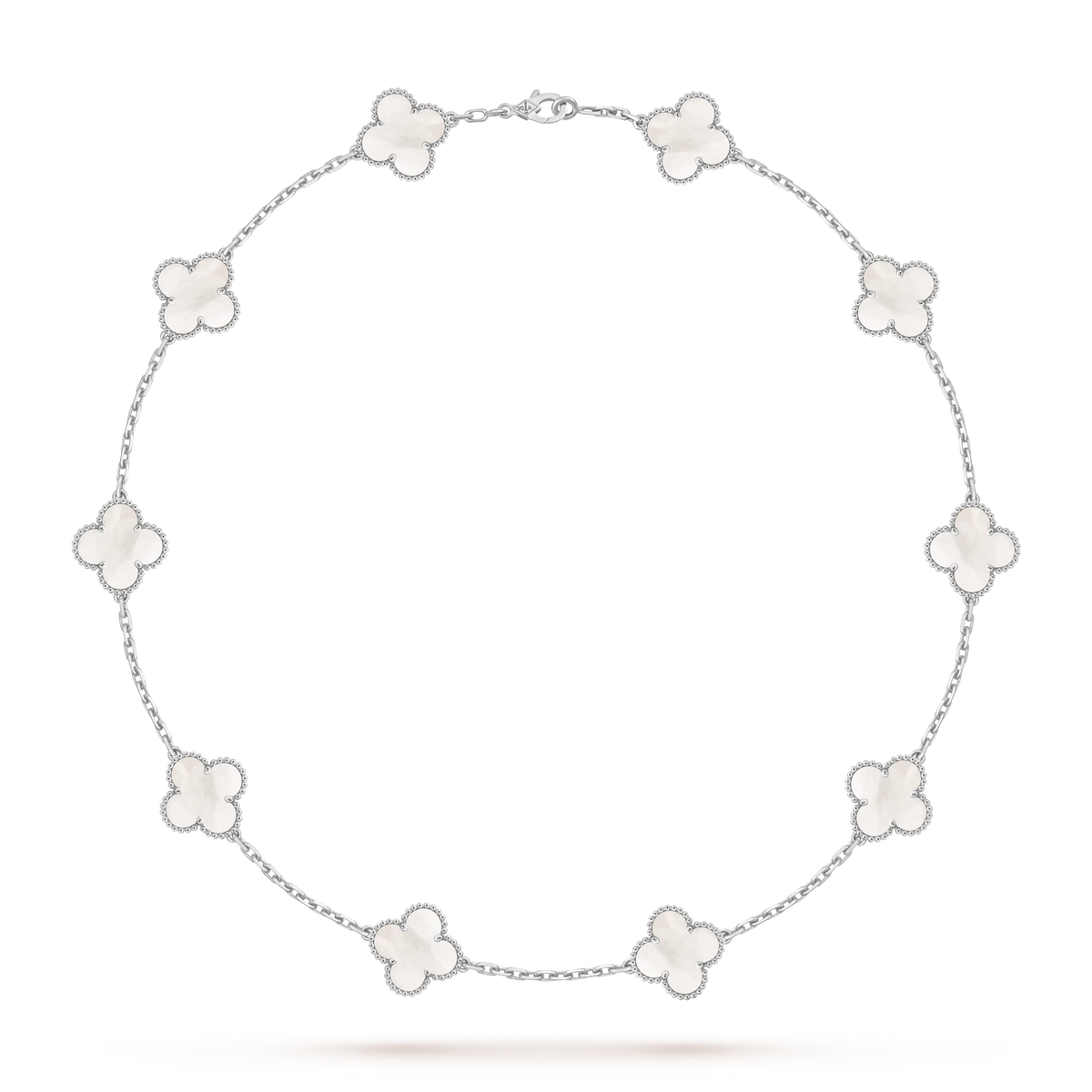 Van Cleef & Arpels Vintage Alhambra Collection White Mother-of-Pearl Four-Leaf Clover Long Necklace